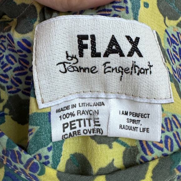 Flax Jeanne Engelhart Small Maxi Dress Lemon Green Floral Yellow Vintage Tank - Picture 2 of 5